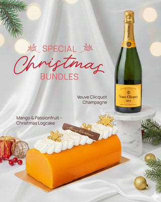Mango Passion Fruit Log Cake & Veuve Clicquot Champagne Bundle