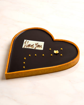 Valentines - 70% Dark Chocolate & Salted Caramel Heart - 8"